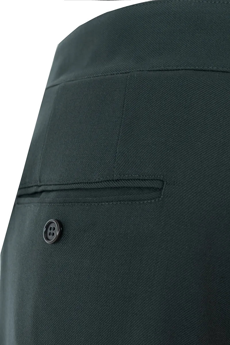 Black Green Single Breasted Suit