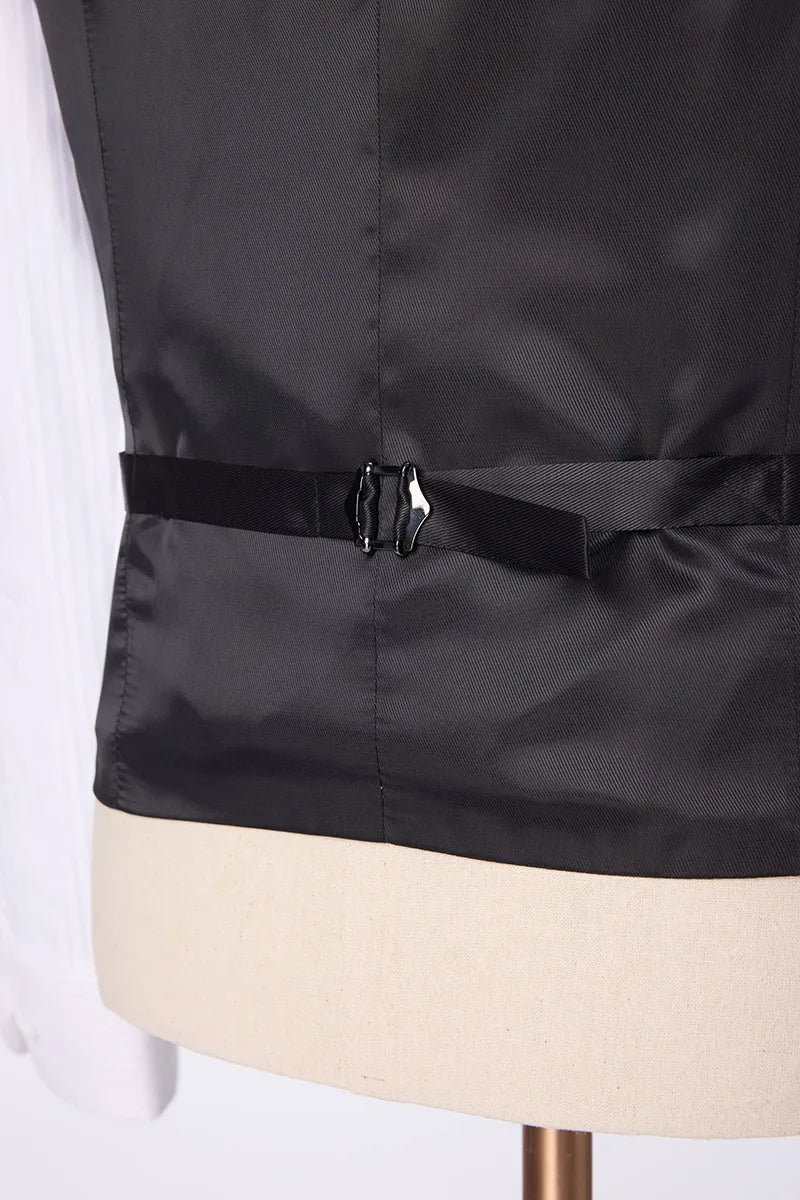 Single Breasted Grey Self Stripe 3 Piece Suit
