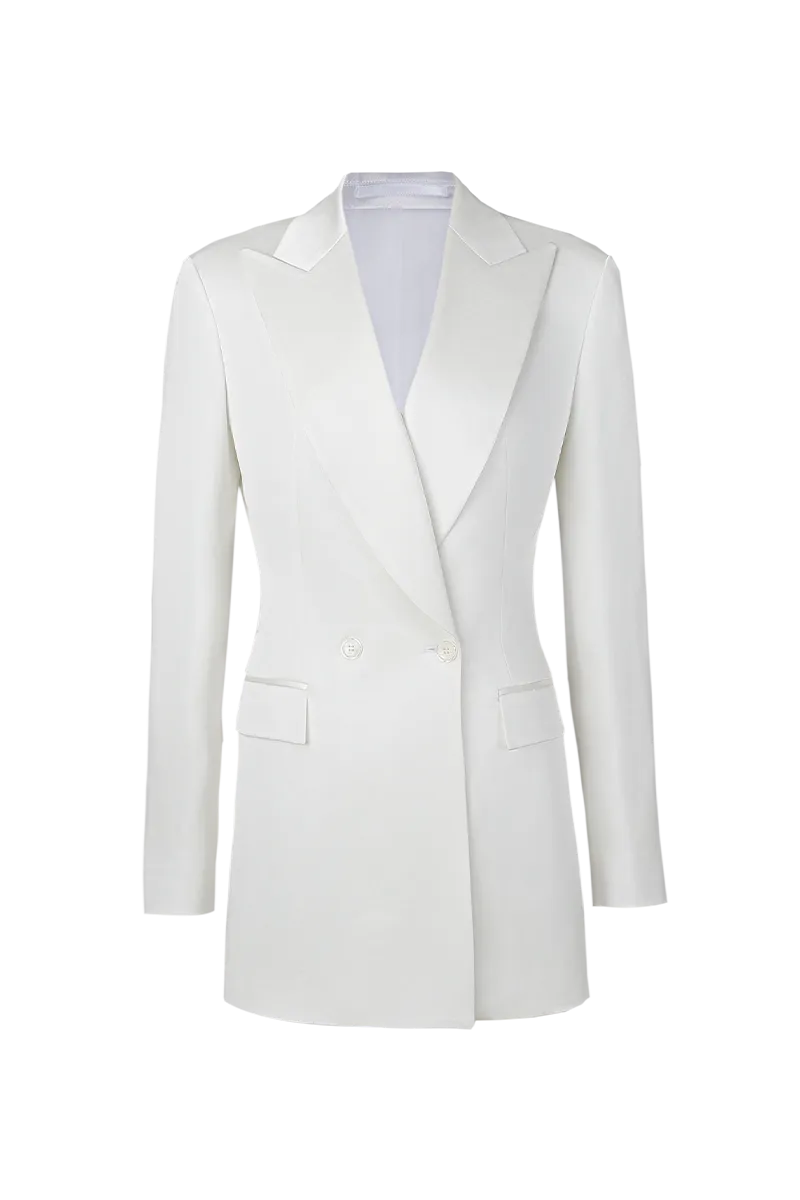 White Double Breasted Silk Dinner Suit