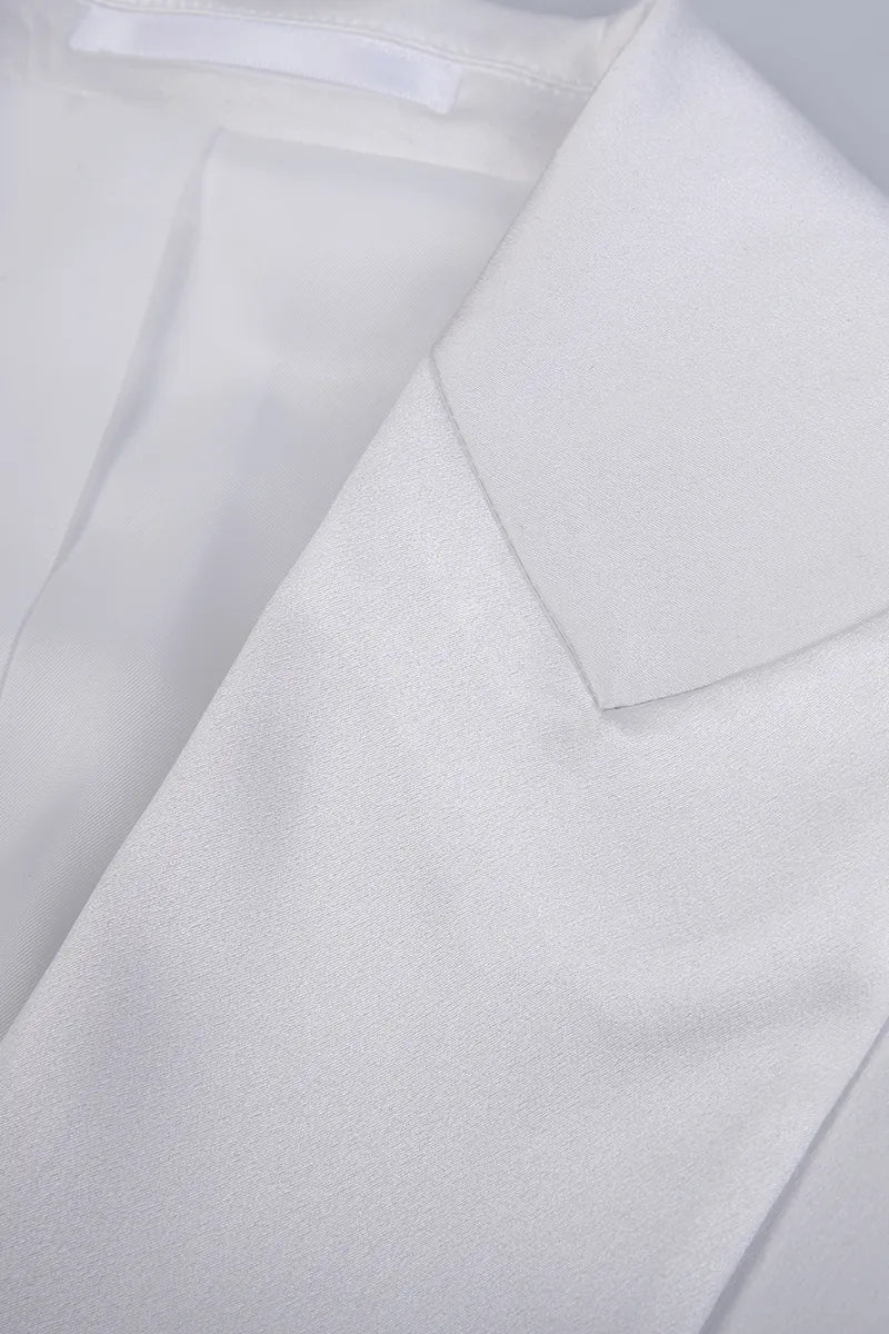 White Double Breasted Silk Dinner Suit