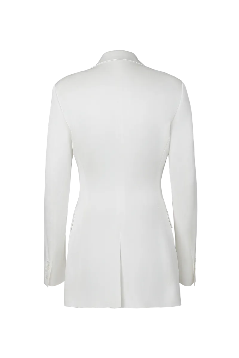 White Double Breasted Silk Dinner Suit