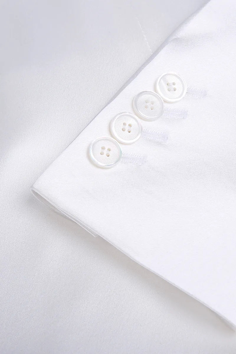 White Double Breasted Silk Dinner Suit