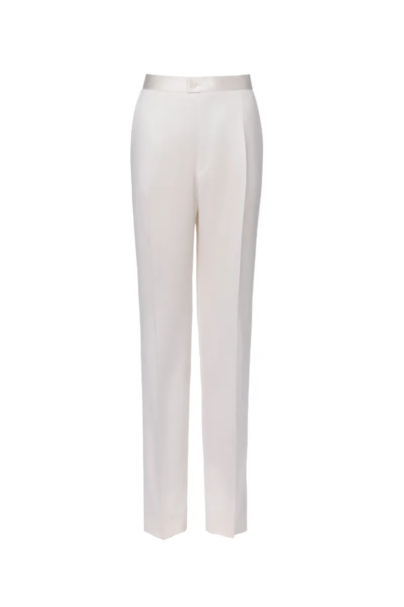 White Double Breasted Silk Dinner Suit