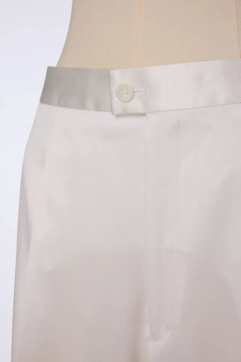 White Double Breasted Silk Dinner Suit