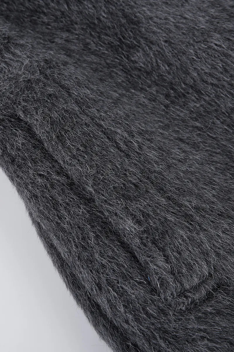 Grey Double Breasted Wool Alpaca Overcoat