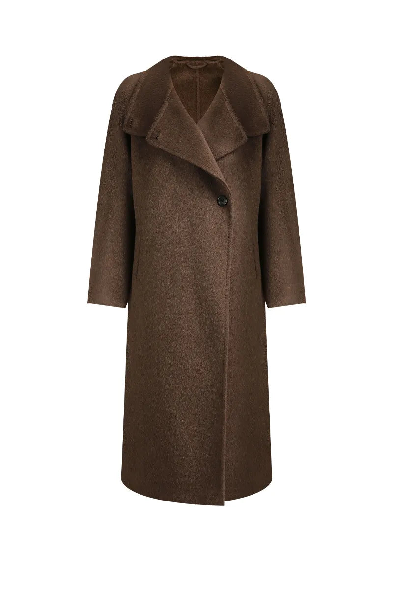 Brown Wool Silk Camel Overcoat