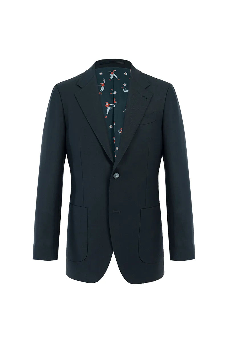 Black Green Single Breasted Suit