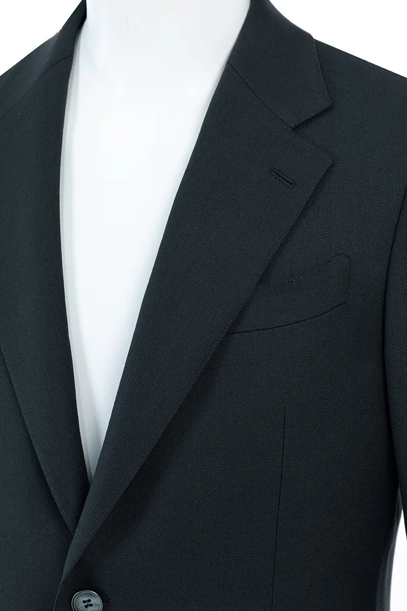 Black Green Single Breasted Suit