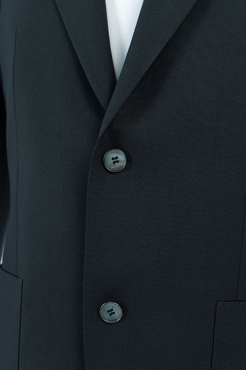 Black Green Single Breasted Suit