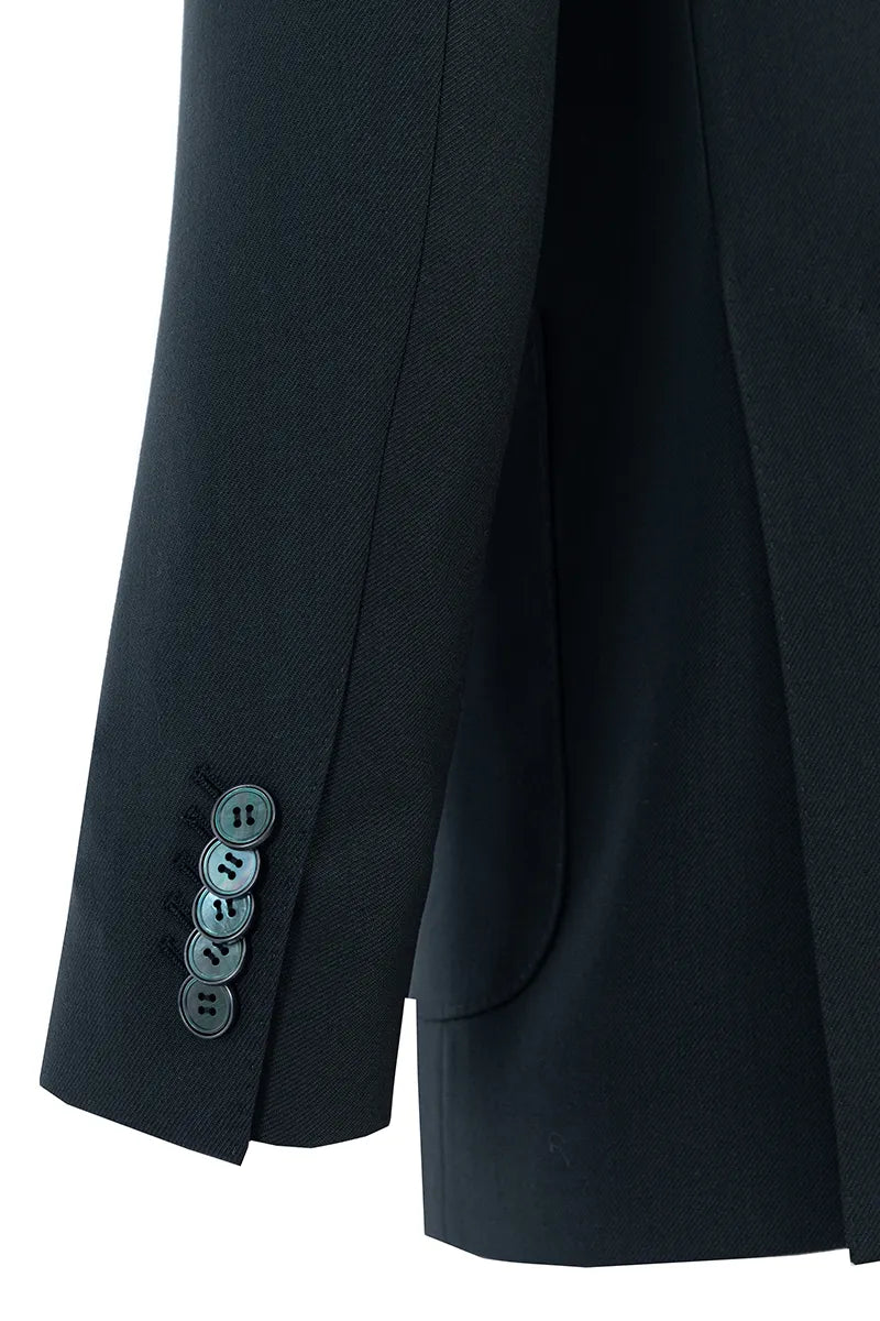 Black Green Single Breasted Suit