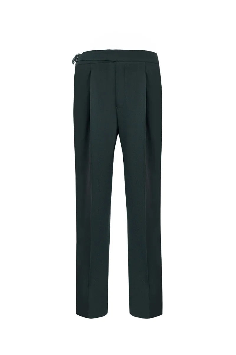 Black Green Single Breasted Suit