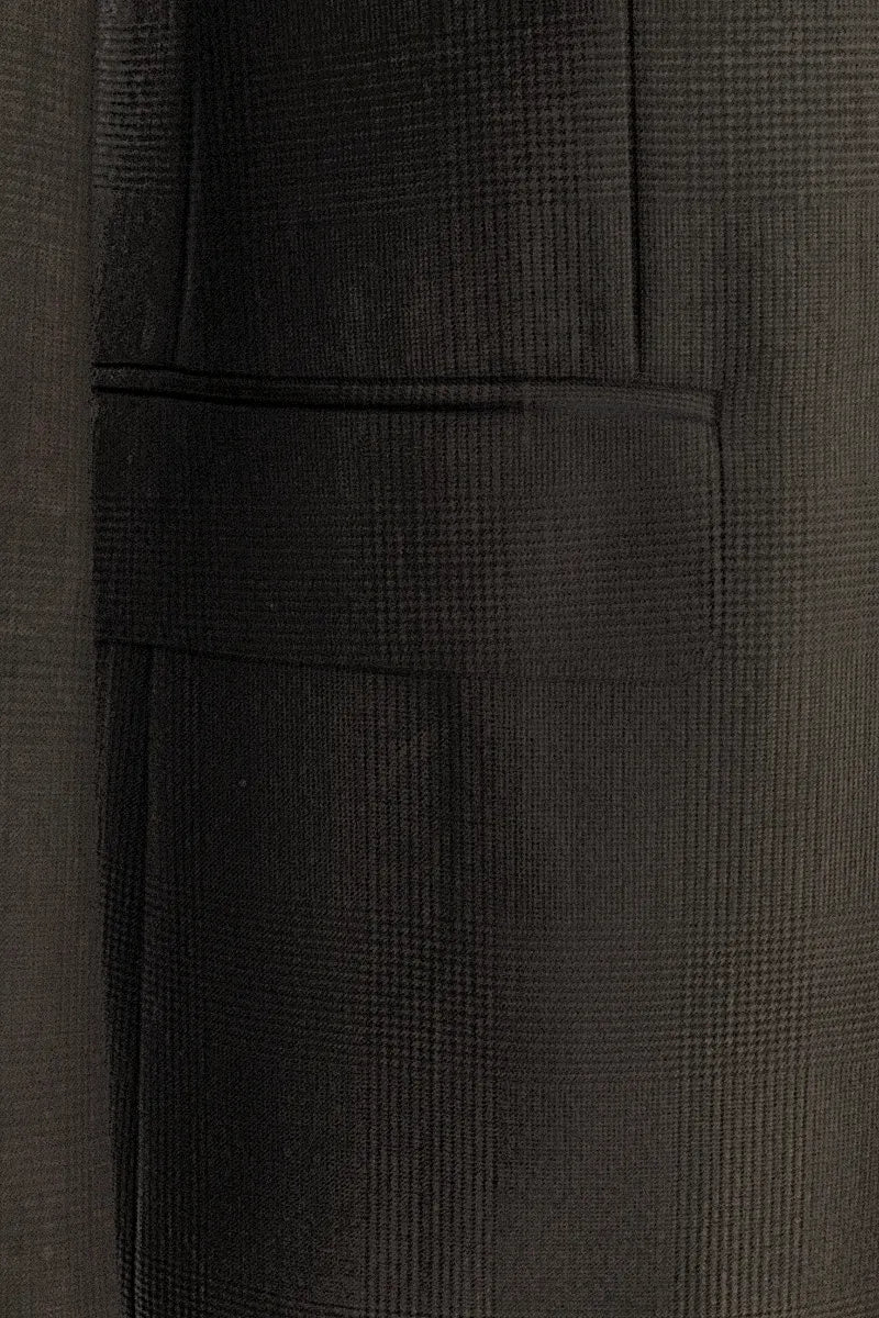 Double breasted brown plaid suit