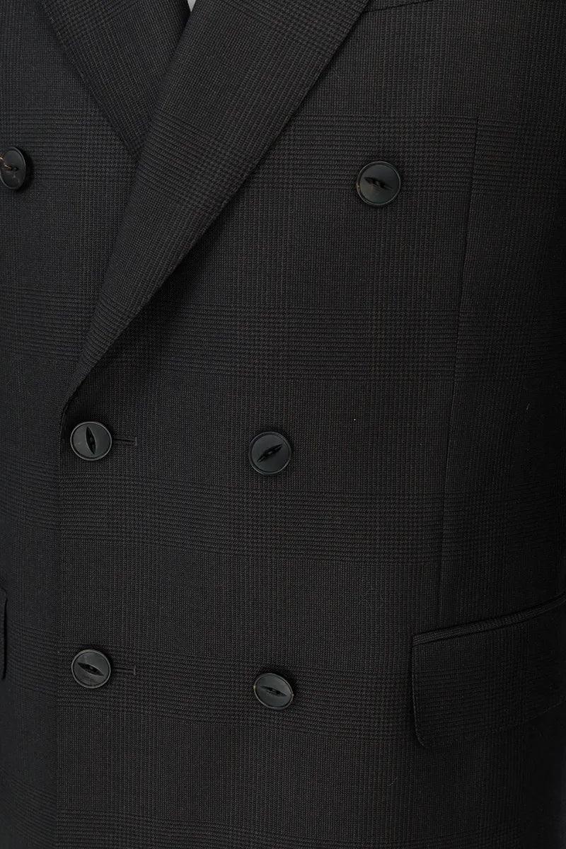 Double breasted brown plaid suit