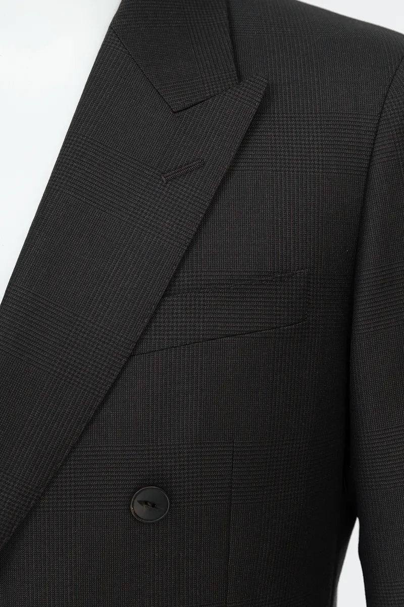 Double breasted brown plaid suit